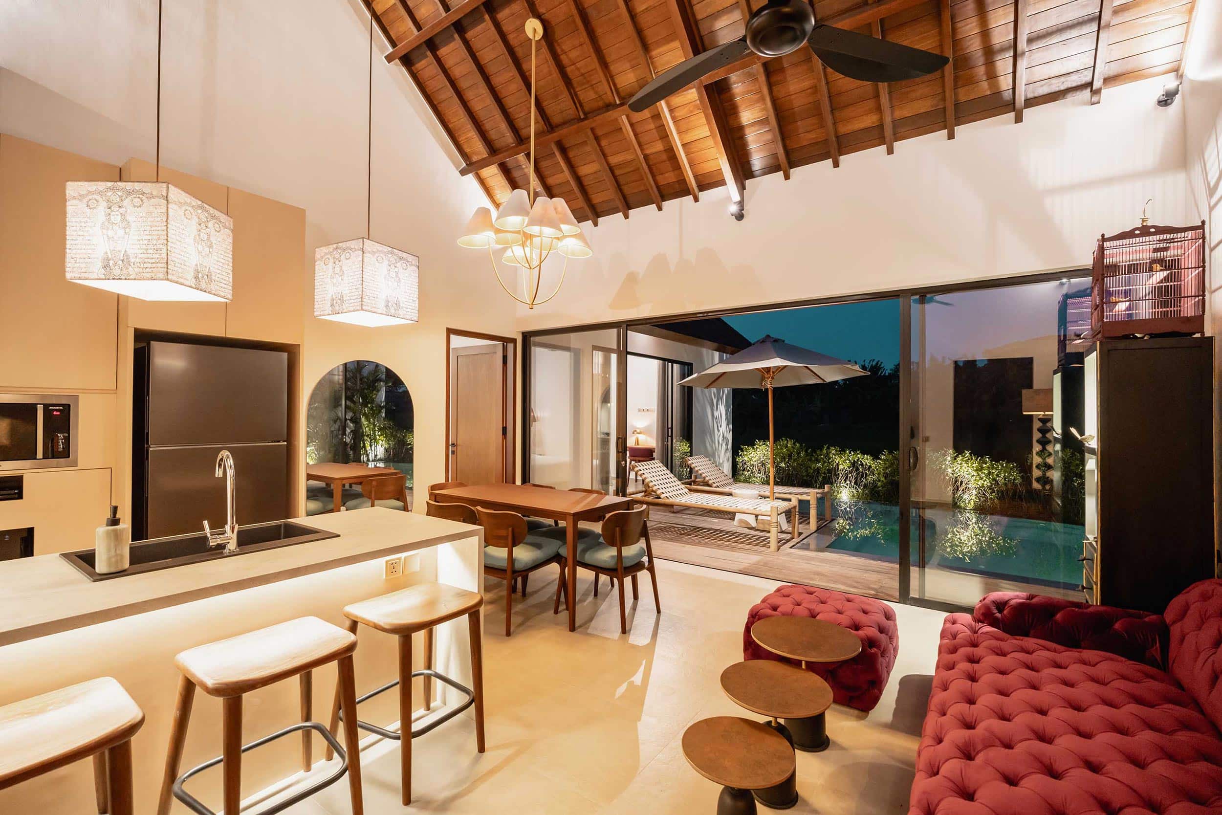 Canggu Villa Rocca Bella Villa 2 - Living Room Night